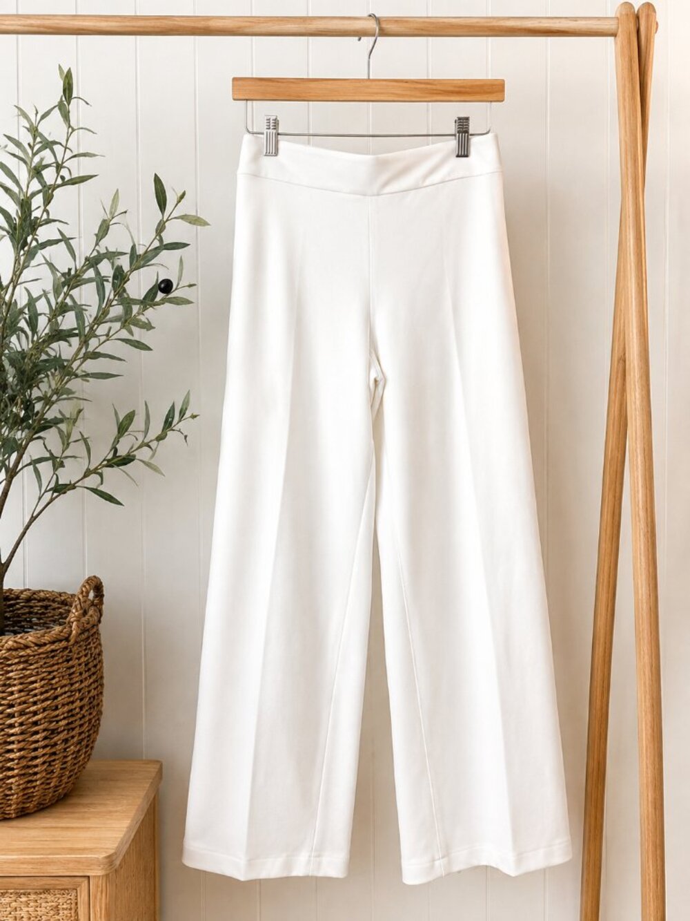Zara White Wide-Leg Trousers